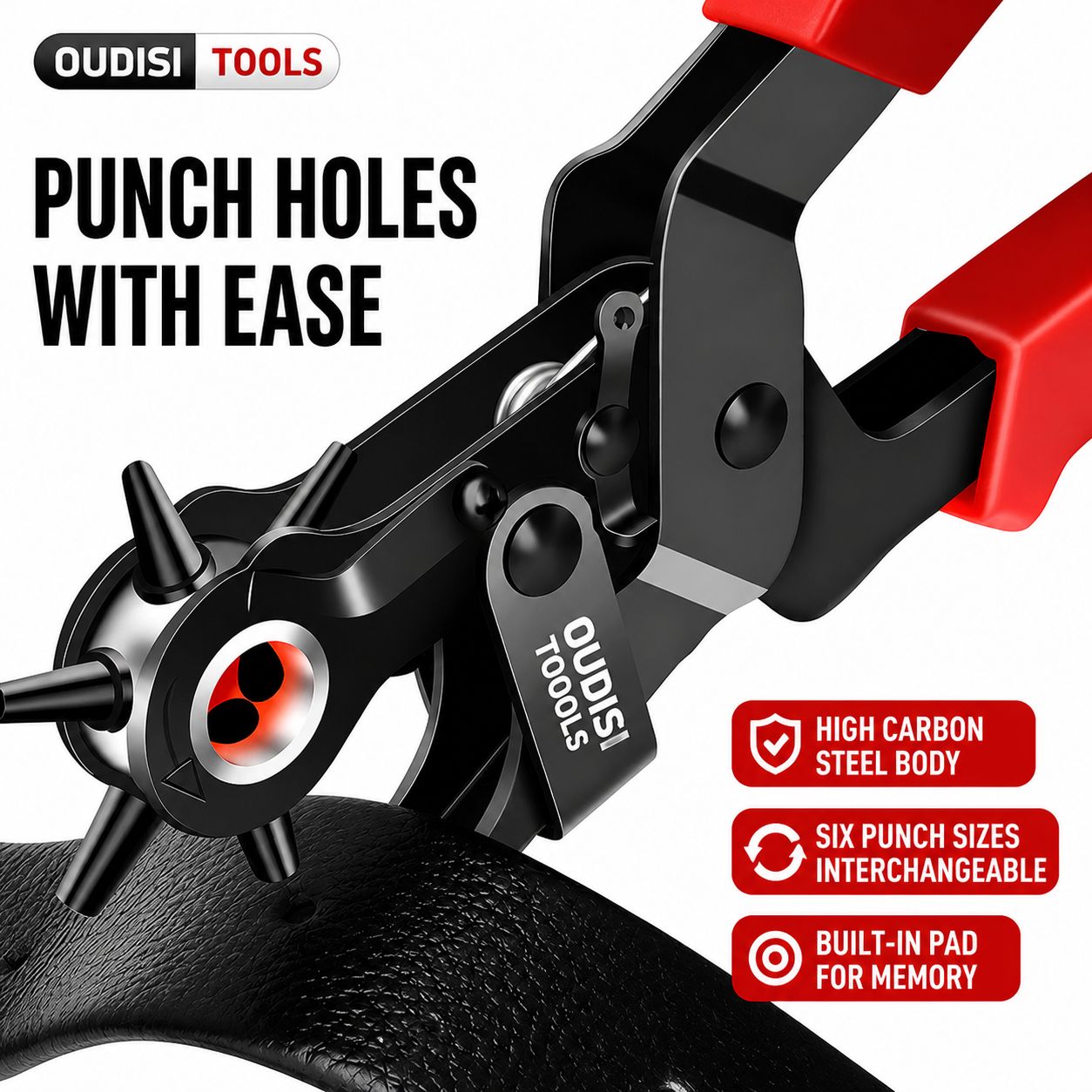 Heavy Duty Leather Hole Punch Pliers  Multi-Size Punch Tool image 3