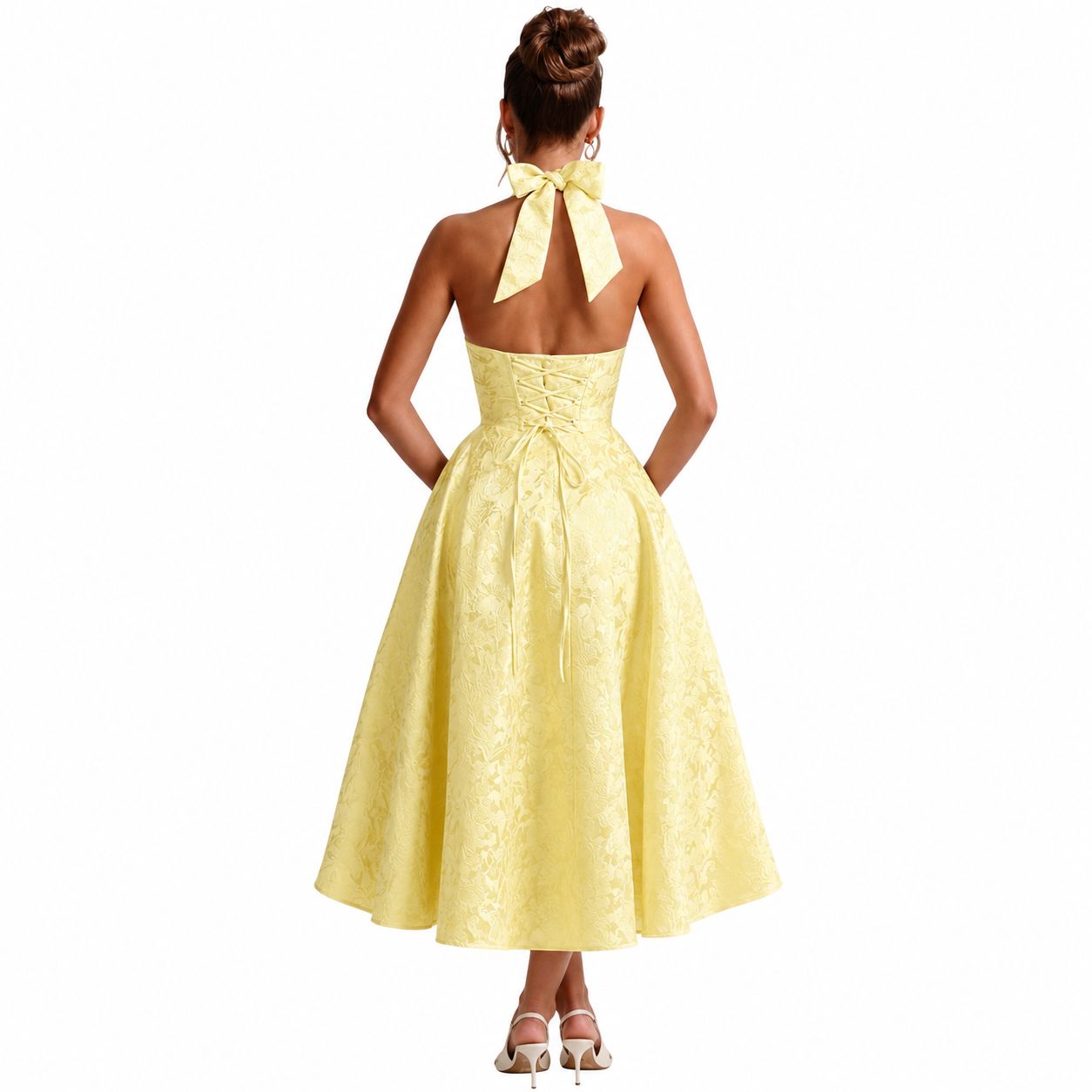 Elegant Halter Neck Midi Dress  image 2