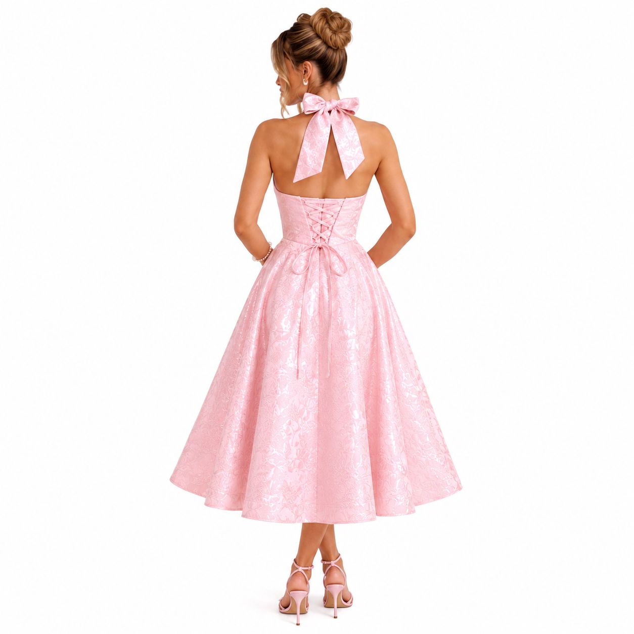 Elegant Halter Neck Midi Dress  image 5