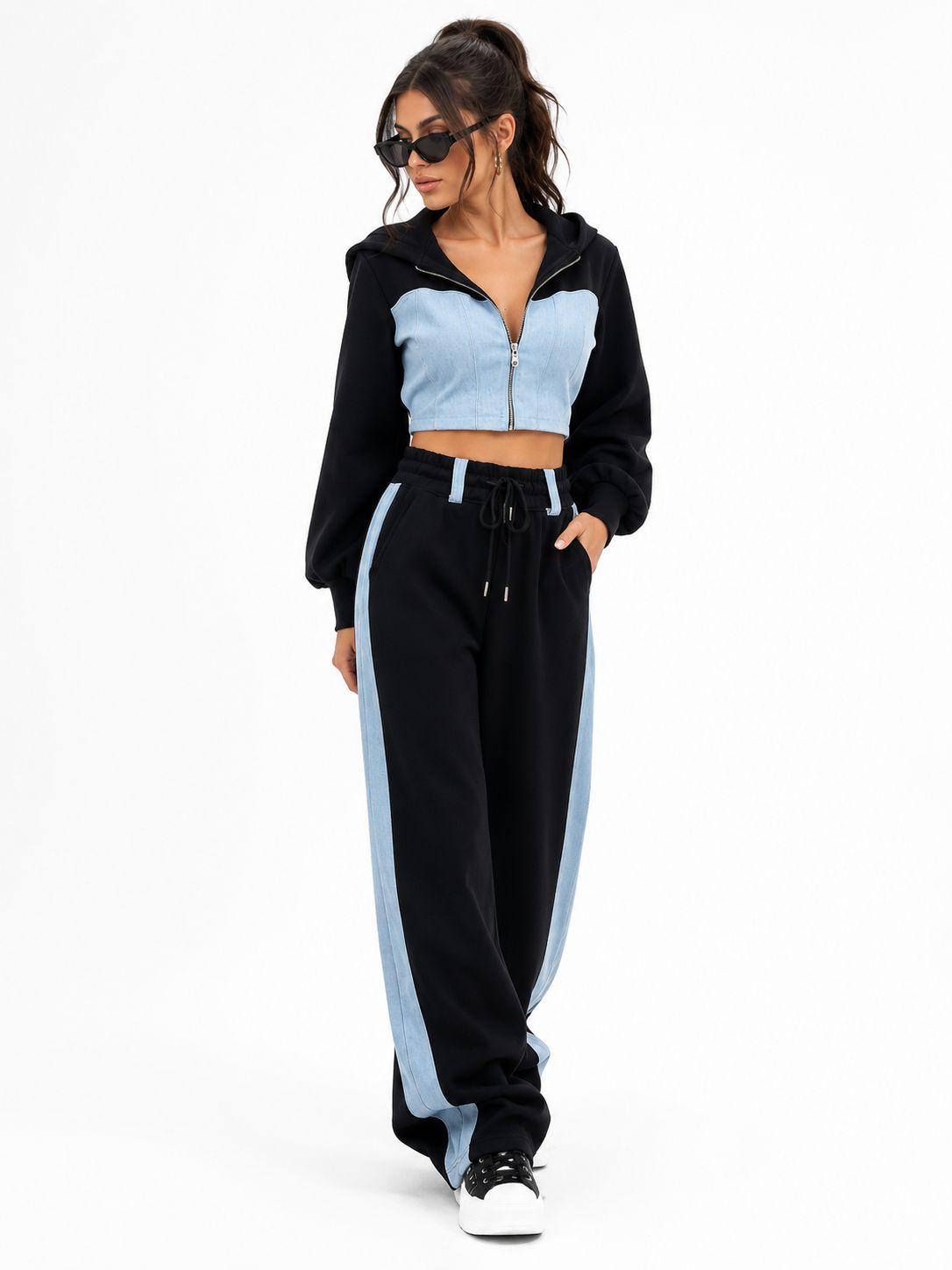 Urban Luxe Two-Piece Tracksuit Set (Black) image 2