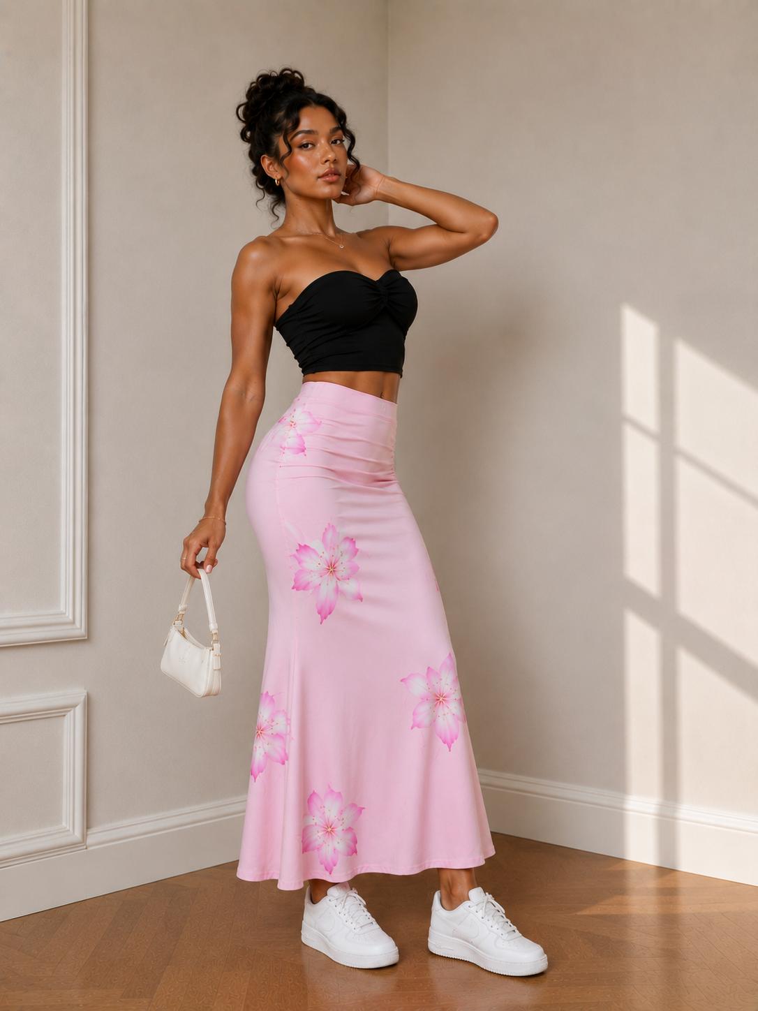 Pink Floral Maxi Skirt image 2