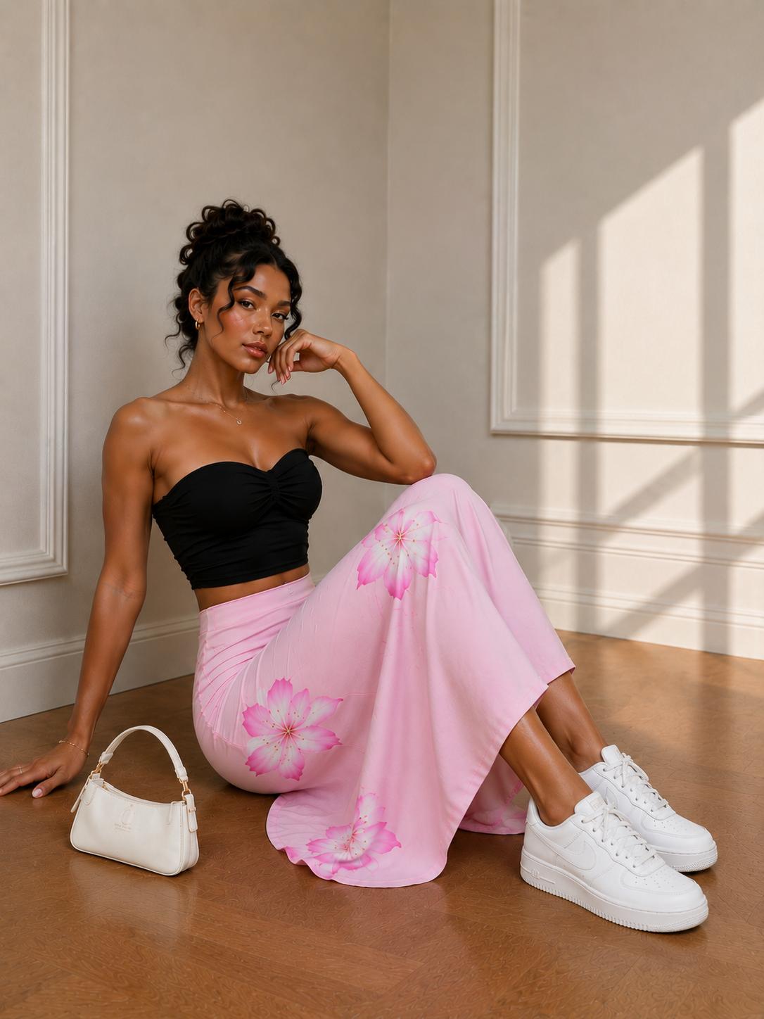 Pink Floral Maxi Skirt image 3