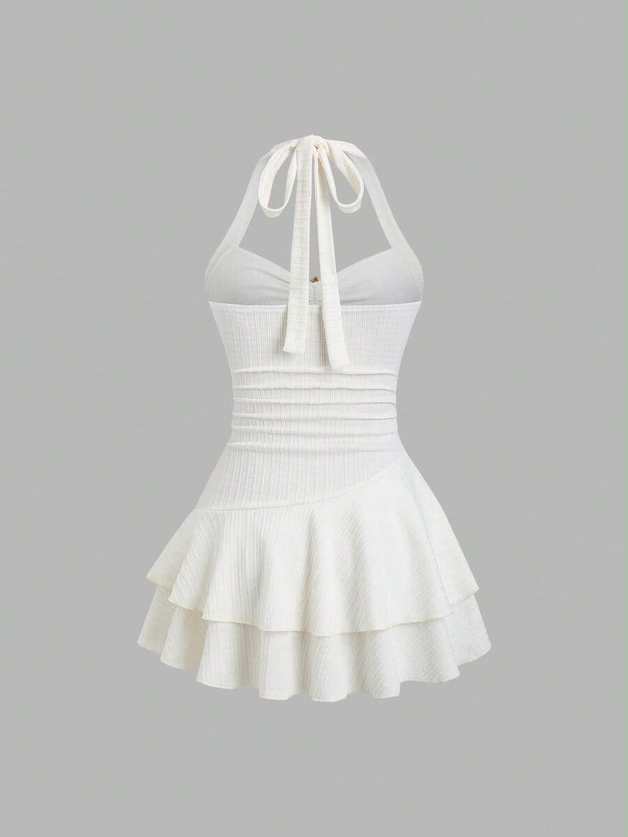 Women Starfish Halter Neck Ruffle Mini Dress image 12