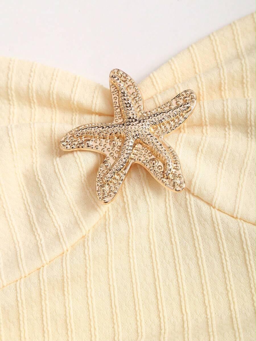 Women Starfish Halter Neck Ruffle Mini Dress image 3