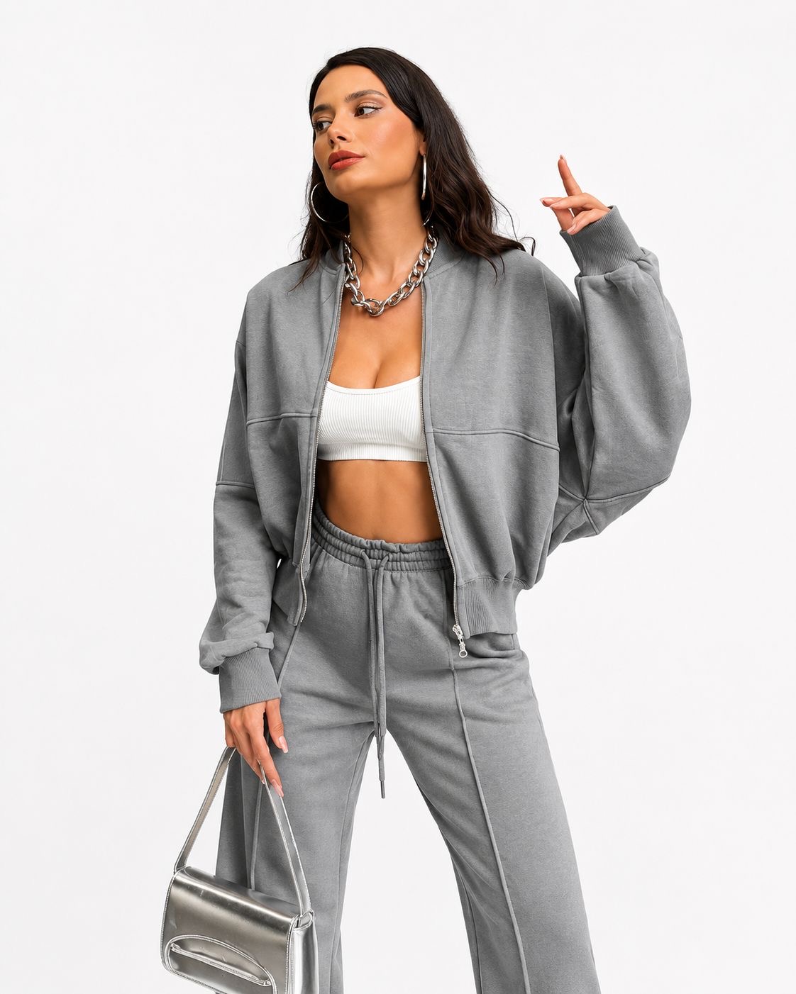 Women’s Casual Zip-Up Lounge Set – 2 Piece image 6