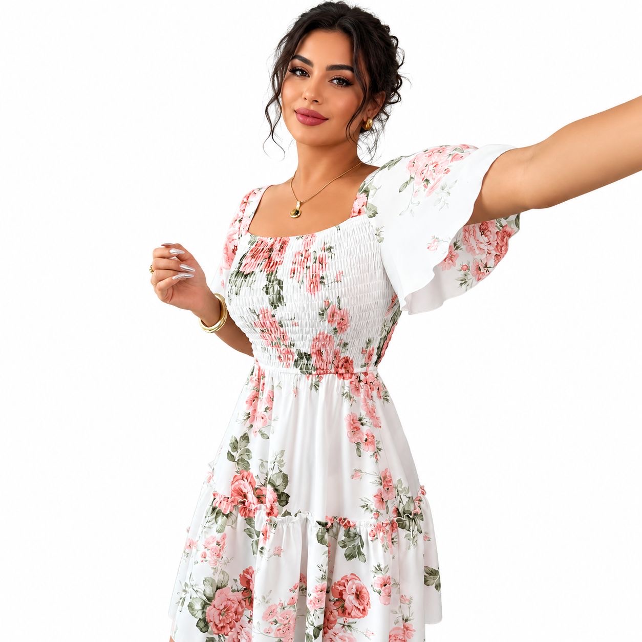 Women’s Floral Smocked Mini Dress image 2