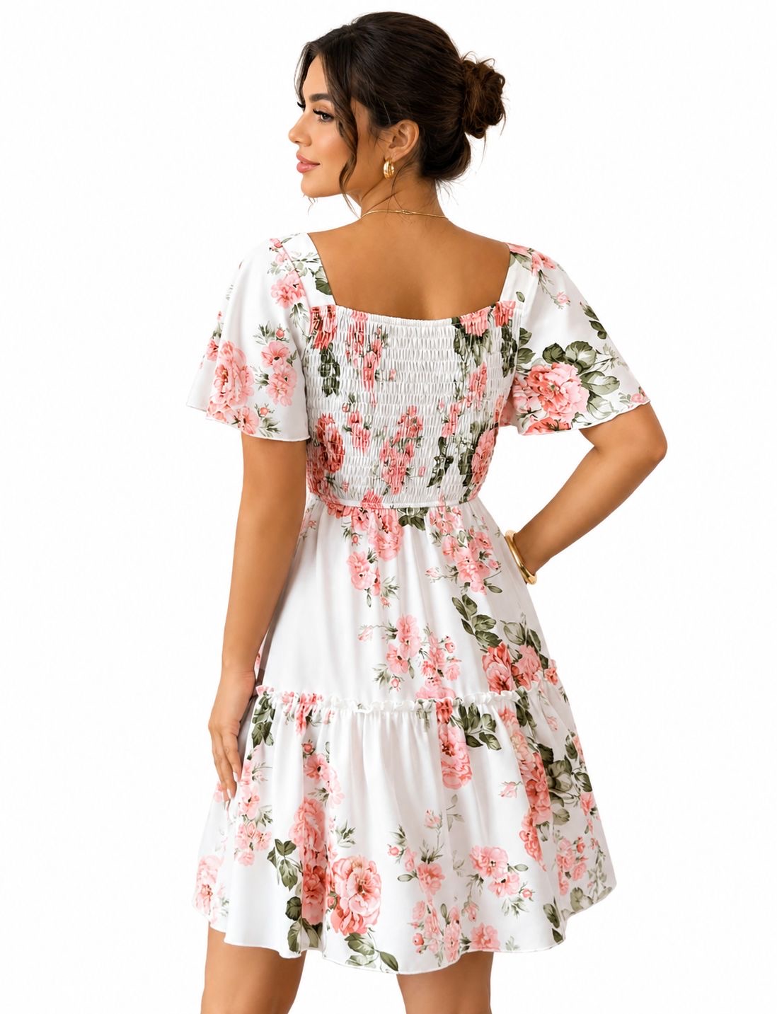 Women’s Floral Smocked Mini Dress image 3