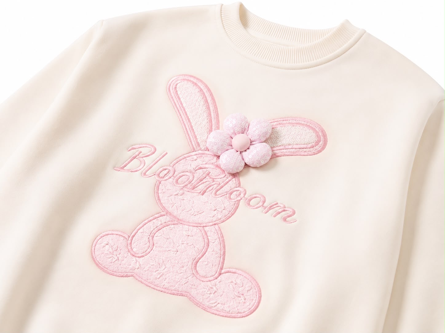 Girls 2-Piece Bunny Embroidered Fleece Tracksuit Set image 5