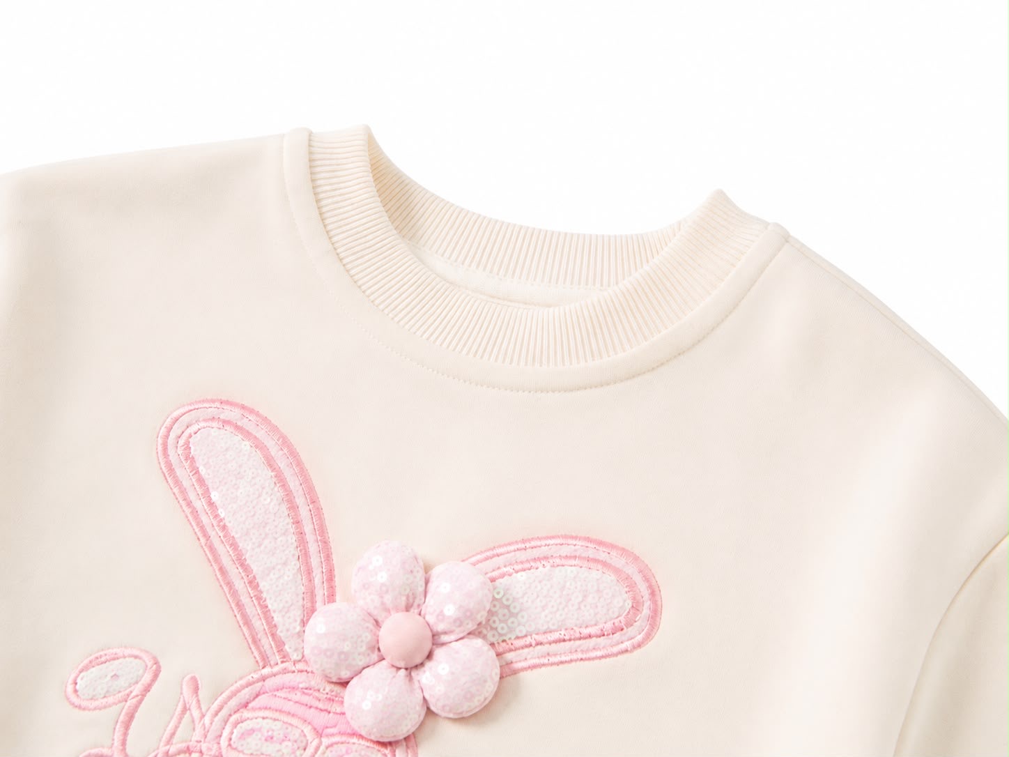 Girls 2-Piece Bunny Embroidered Fleece Tracksuit Set image 6