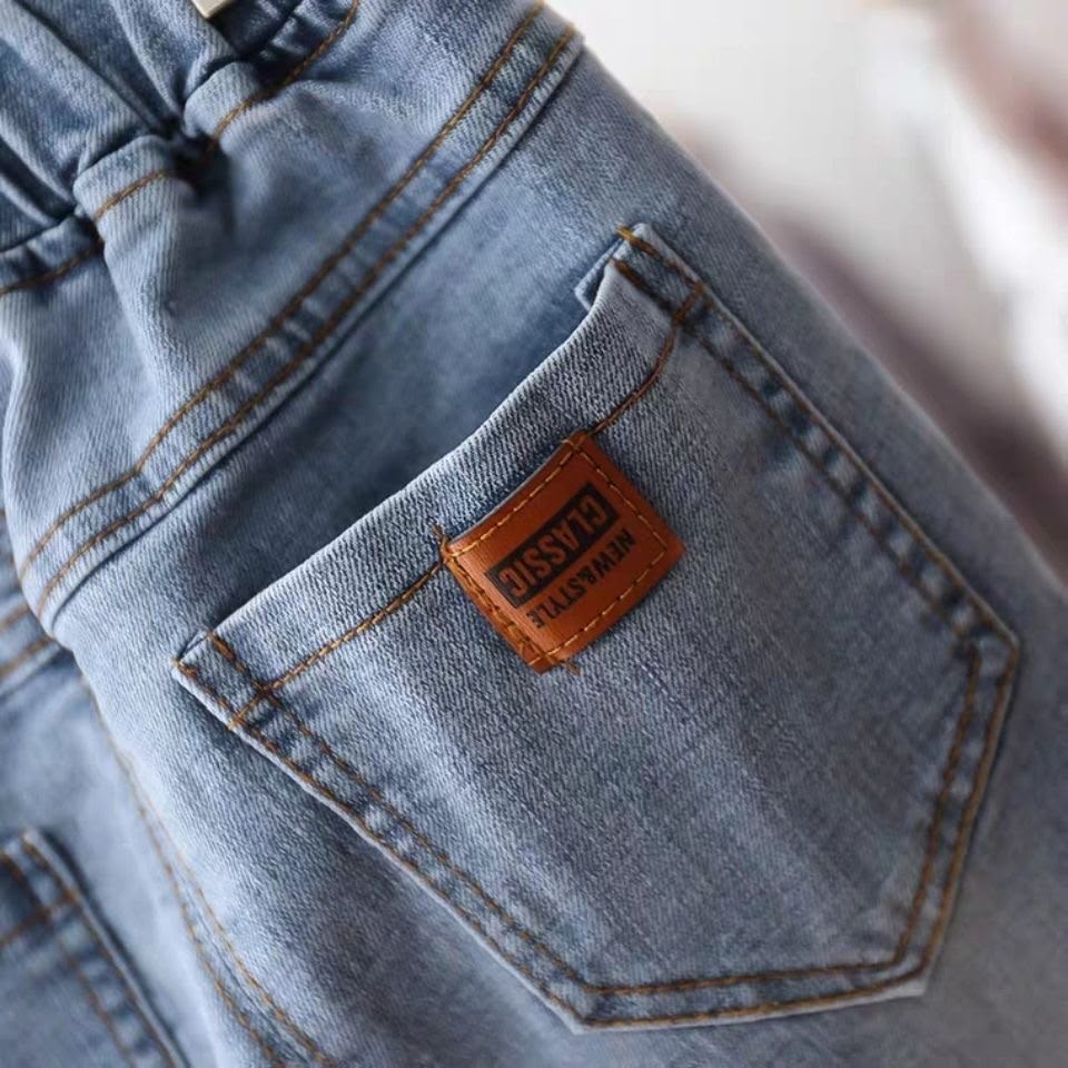 Kids Light Wash Elastic Waist Denim Jeans | Soft Cotton Casual Pants for Boys & Girls (2–8 Years) image 4