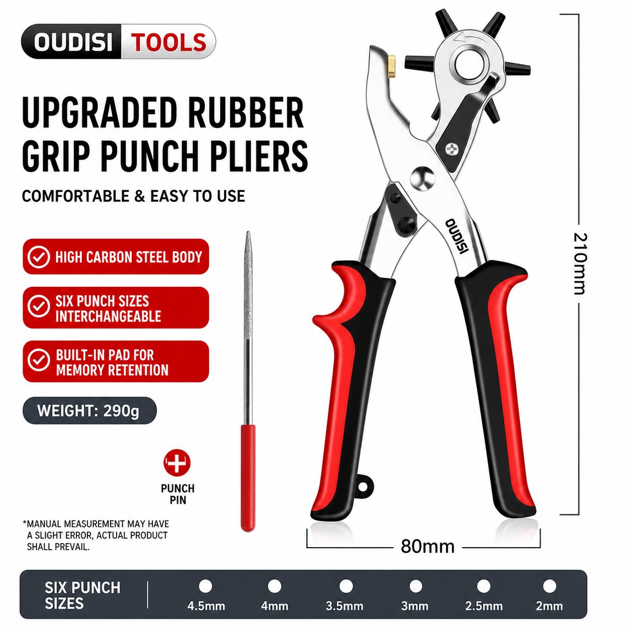 Heavy Duty Leather Hole Punch Pliers  Multi-Size Punch Tool
