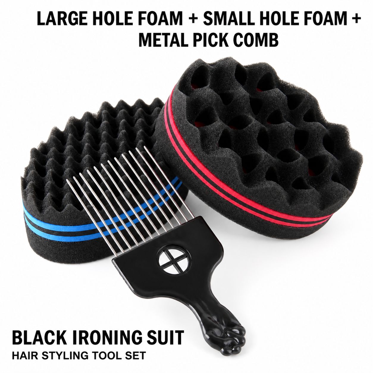 Afro Hair Styling Kit – Curl Sponge & Pick Comb Set