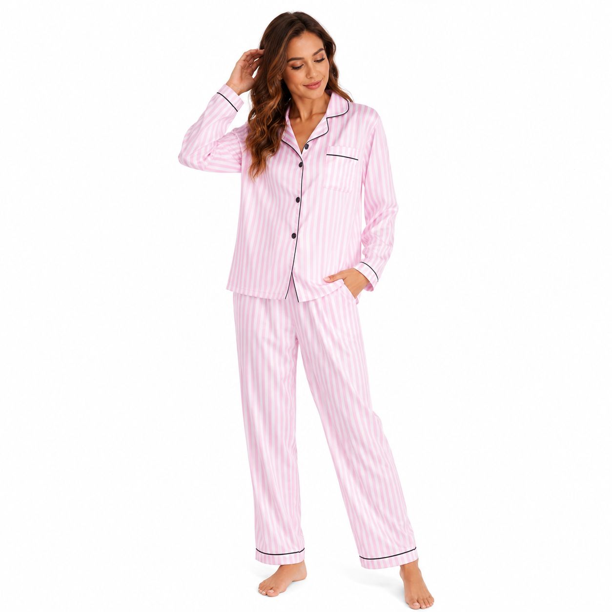 Classic Striped Satin Pyjama Set