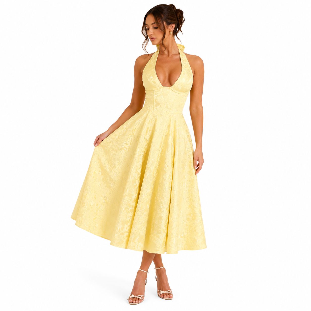 Elegant Halter Neck Midi Dress 