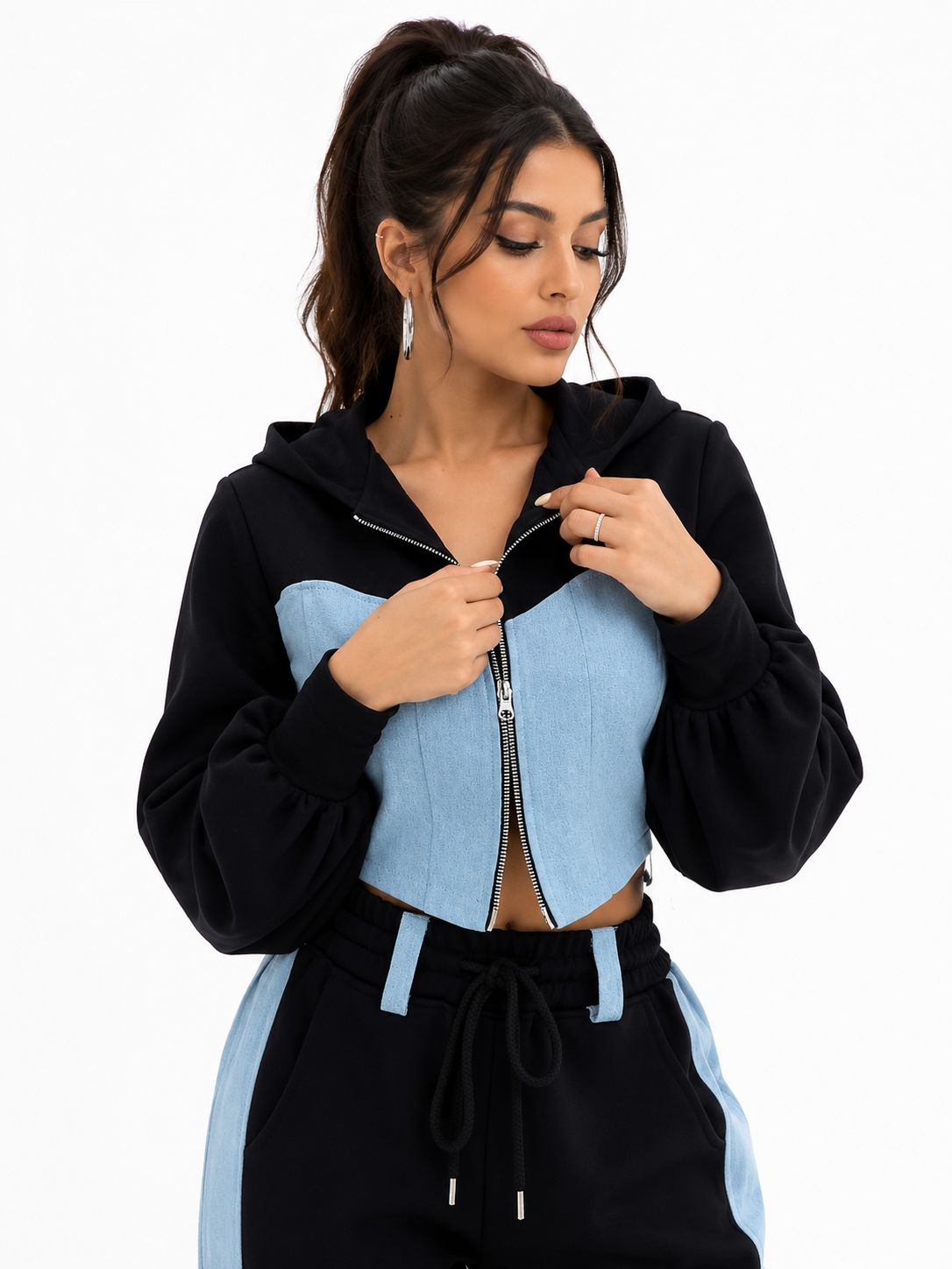 Urban Luxe Two-Piece Tracksuit Set (Black)