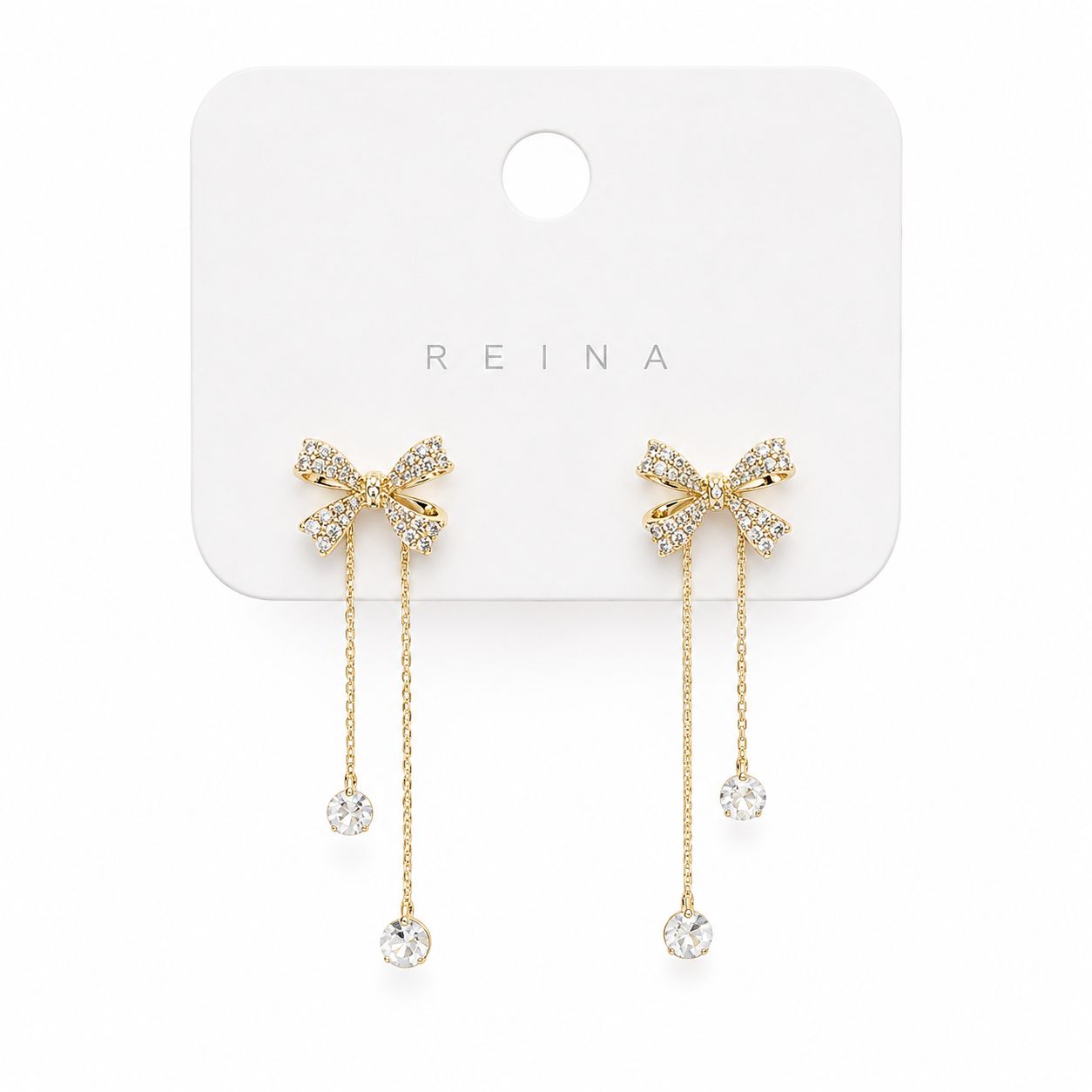 Crystal Bow Tassel Drop Earrings