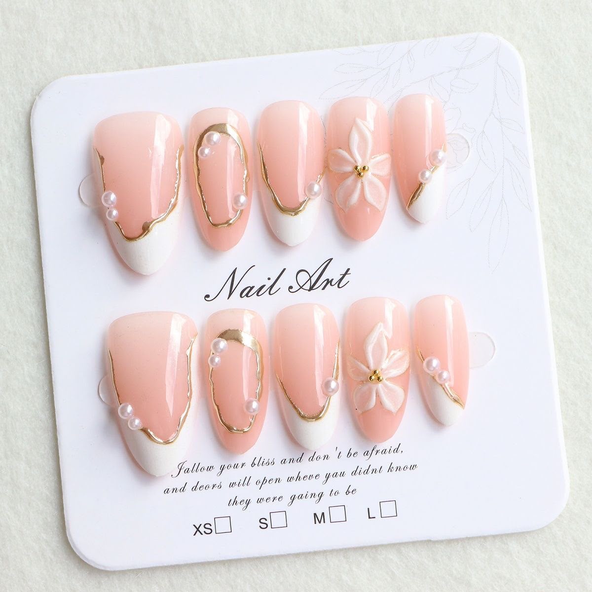 Blush Pearl Floral Press On Nails  10 Set Pack