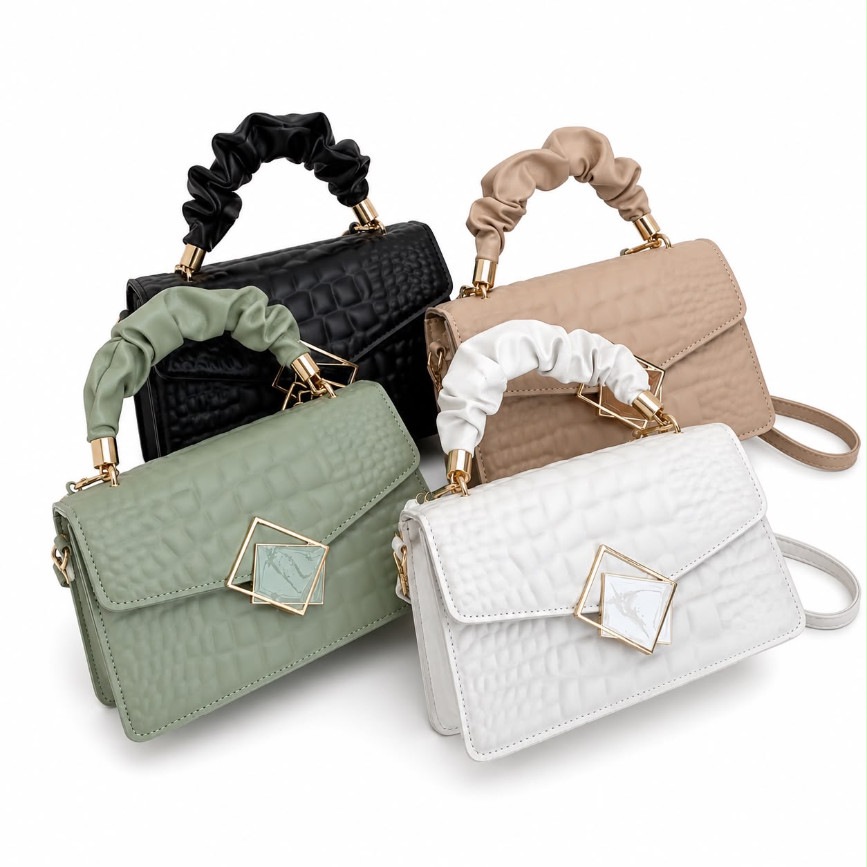 Luxury Quilted Top Handle Crossbody Handbag