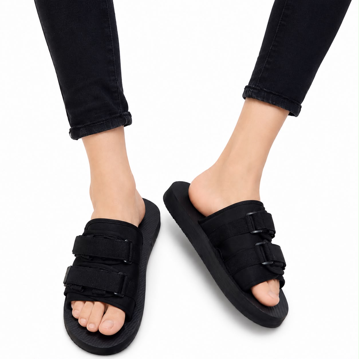 Adjustable Double-Strap Comfort Slide Sandals