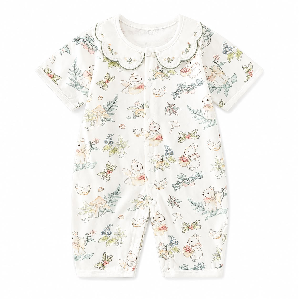 100% Cotton Baby Short Sleeve Romper – Harvest Season Print