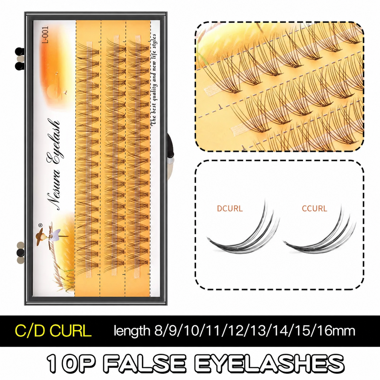 10P Individual Cluster False Eyelashes – Natural Look