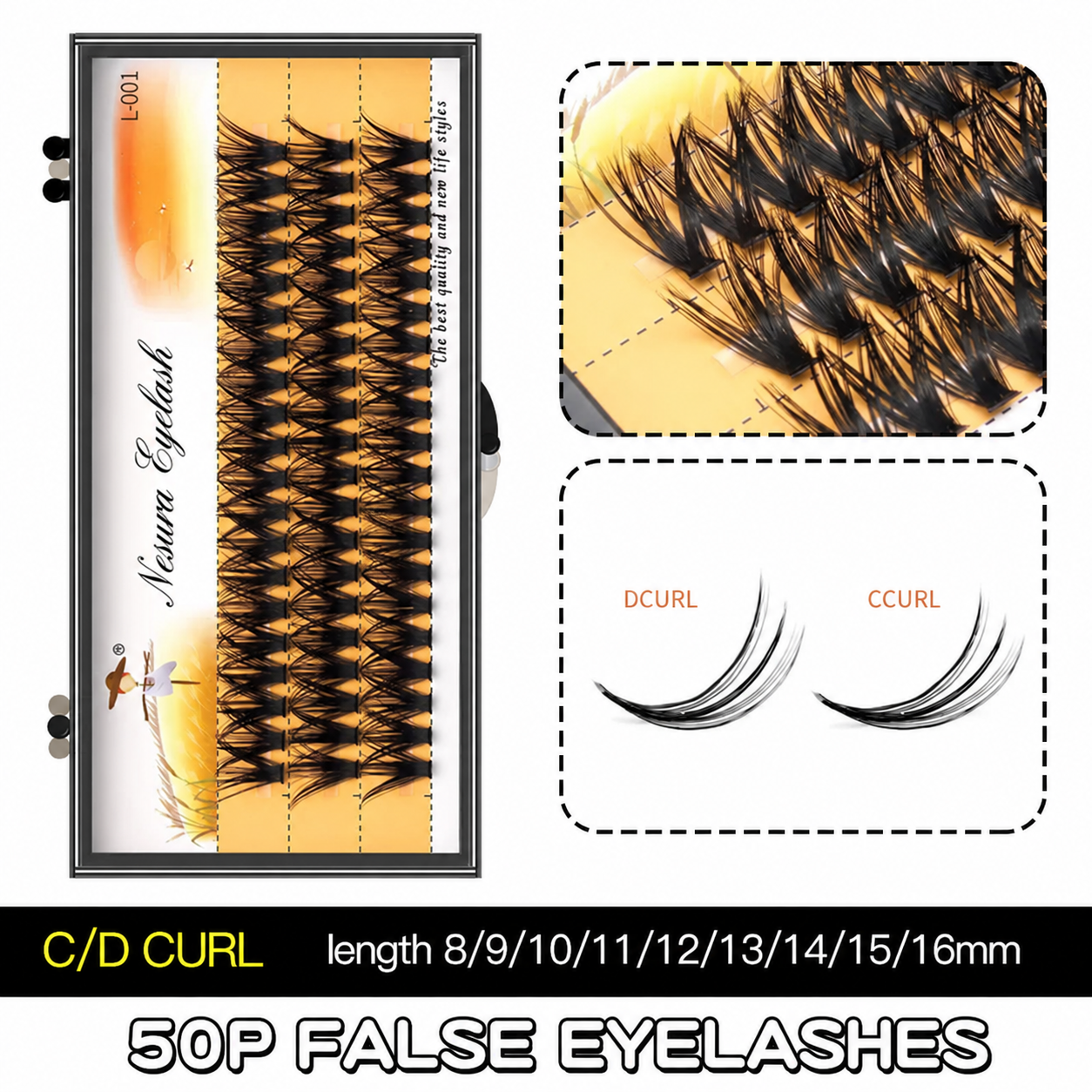 50P Individual Cluster False Eyelashes – Full Volume