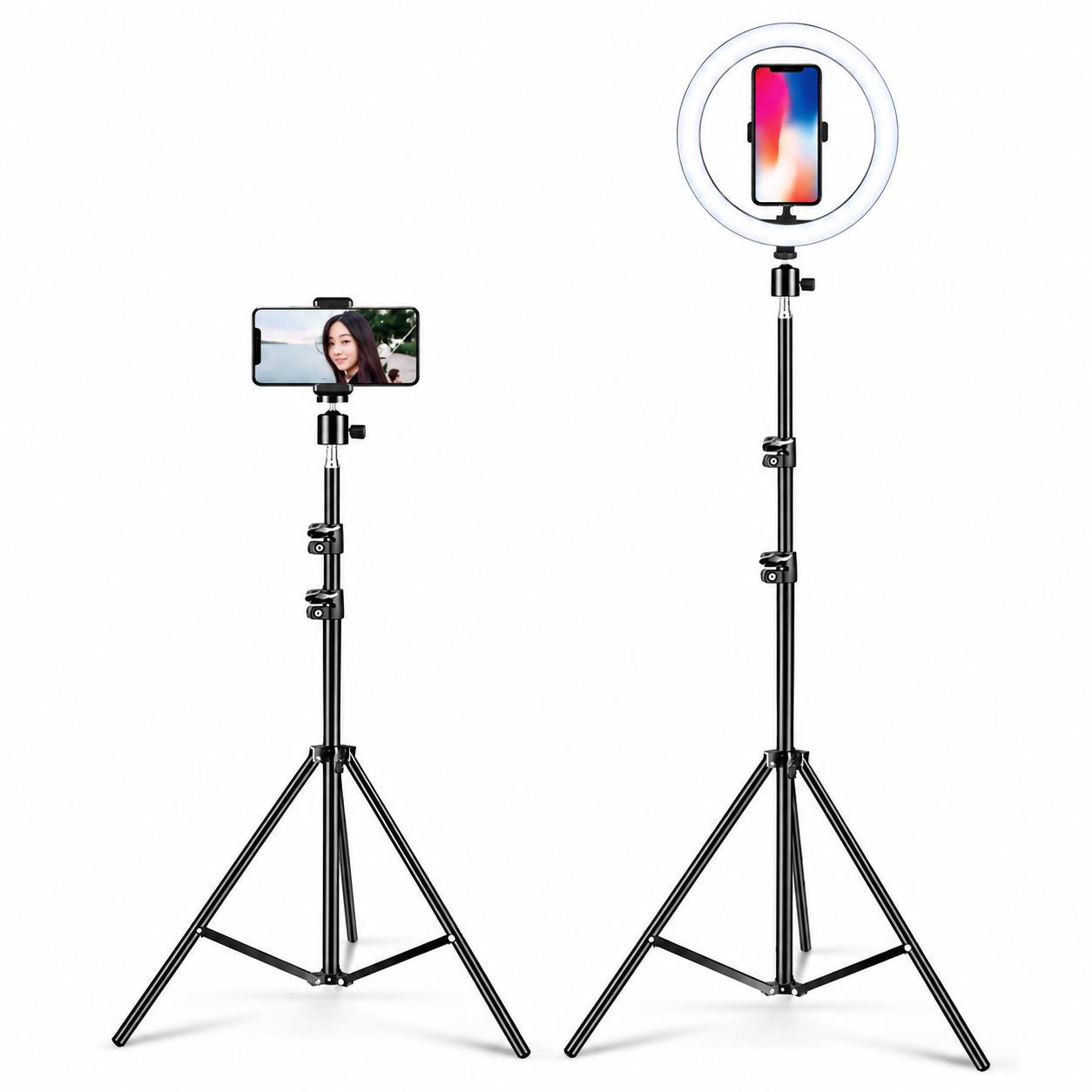 Live Stream Selfie Tripod with beauty lamp & Phone Holder