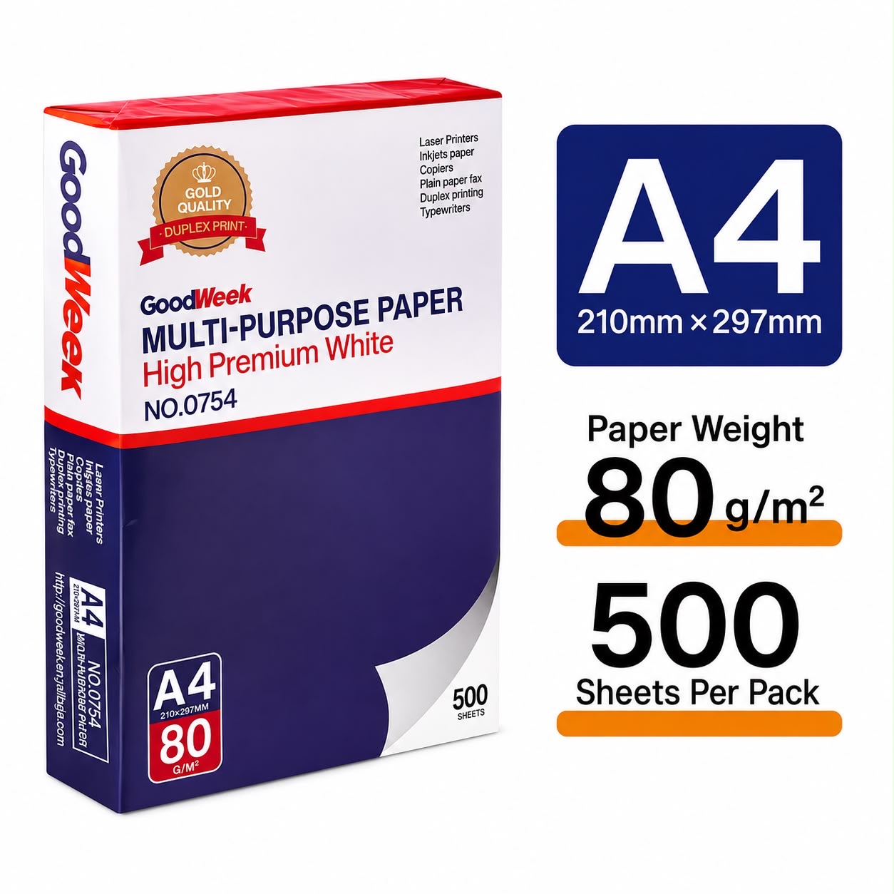 A4 Multipurpose Copy Paper – 80gsm (500 Sheets)