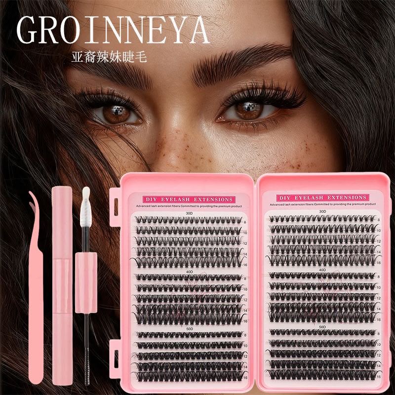 Eyelash Extension Cluster Kit – Reusable Fluffy Lash Clusters with Bond, Seal & Tweezers