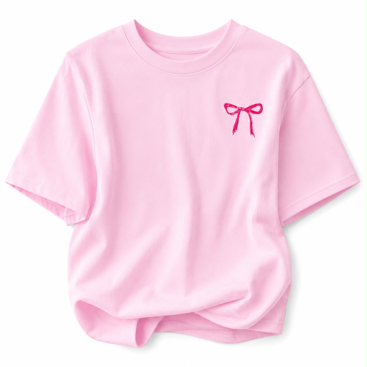 Pink Bow Graphic Short Sleeve T-Shirt