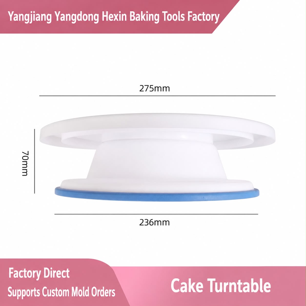 27.5cm 360° Rotating Cake Decorating Turntable Stand – White with Non-Slip Base image 2