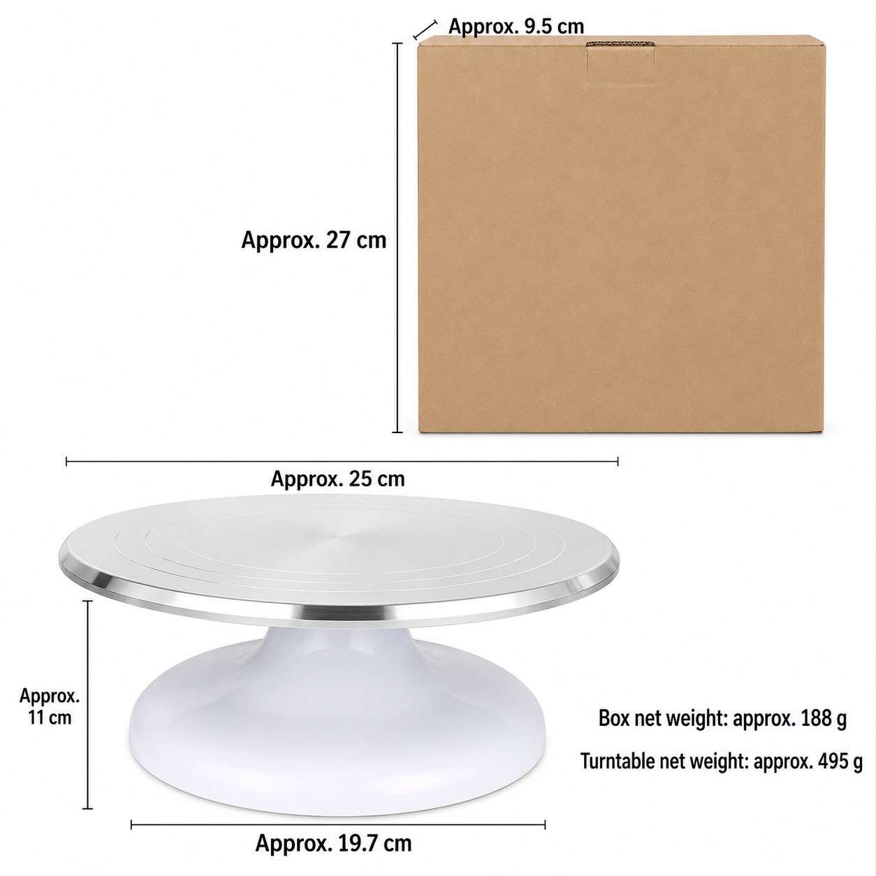 Aluminium 360° Rotating Cake Decorating Turntable – 25cm or 31cm image 2
