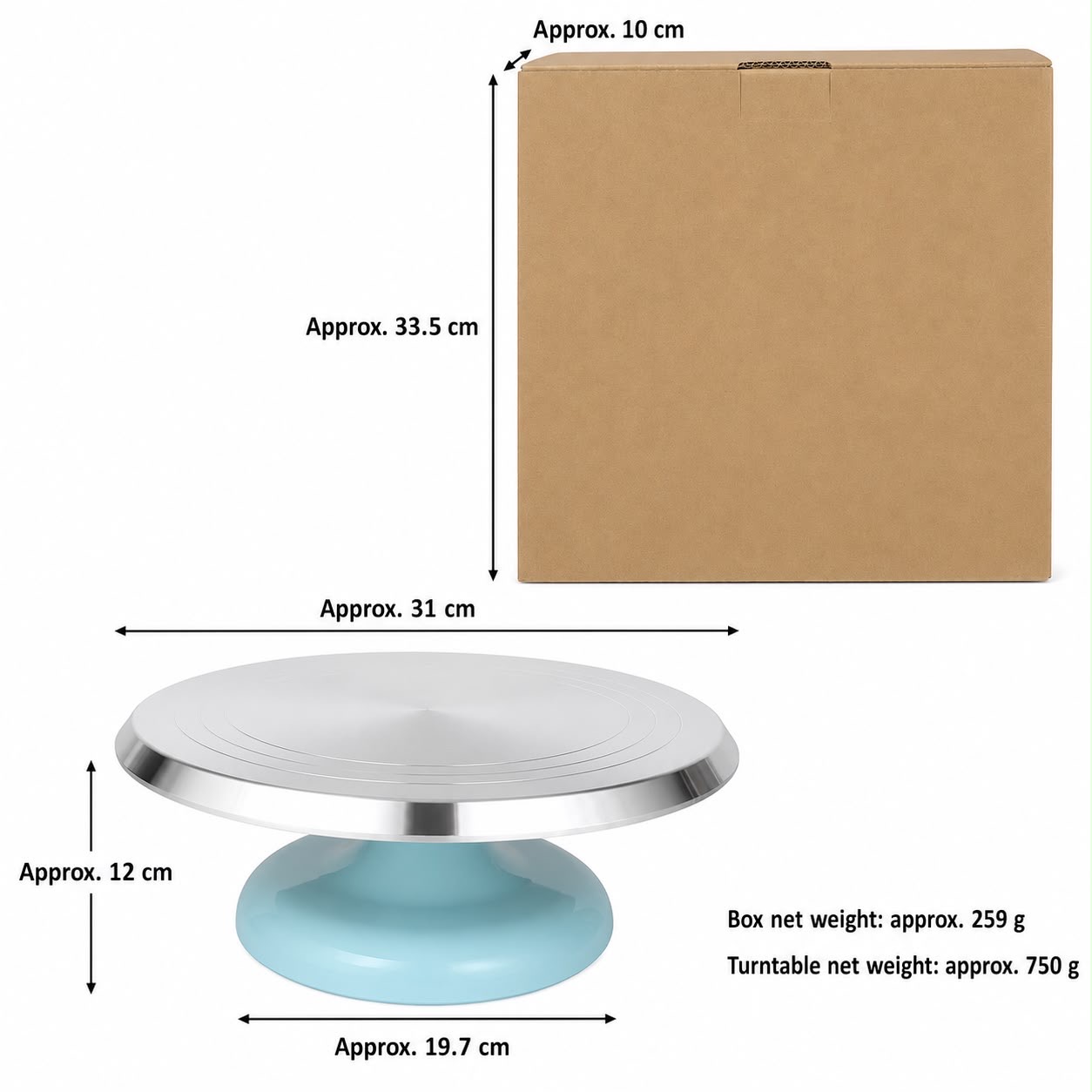 Aluminium 360° Rotating Cake Decorating Turntable – 25cm or 31cm image 3