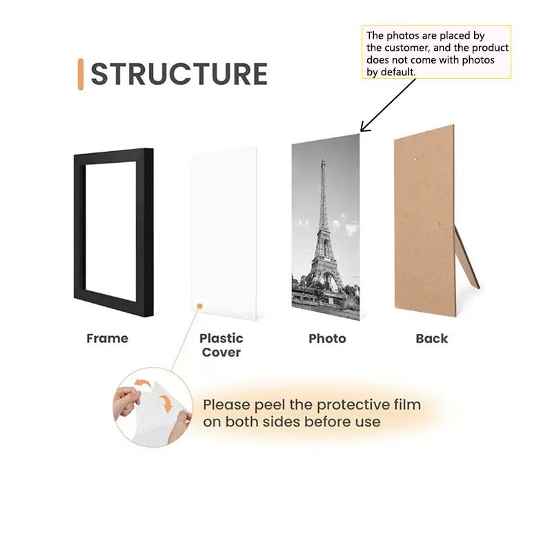 A4 Photo Frame – Black, White & Natural Wood image 4