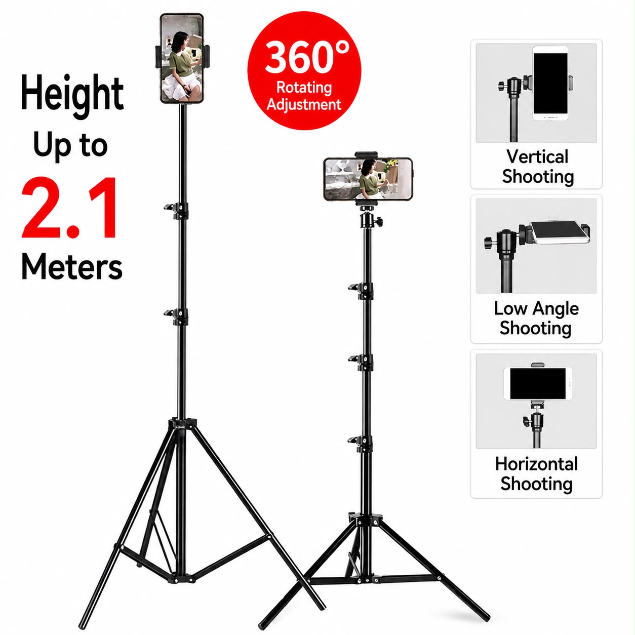 Live Stream Selfie Tripod with beauty lamp & Phone Holder image 2