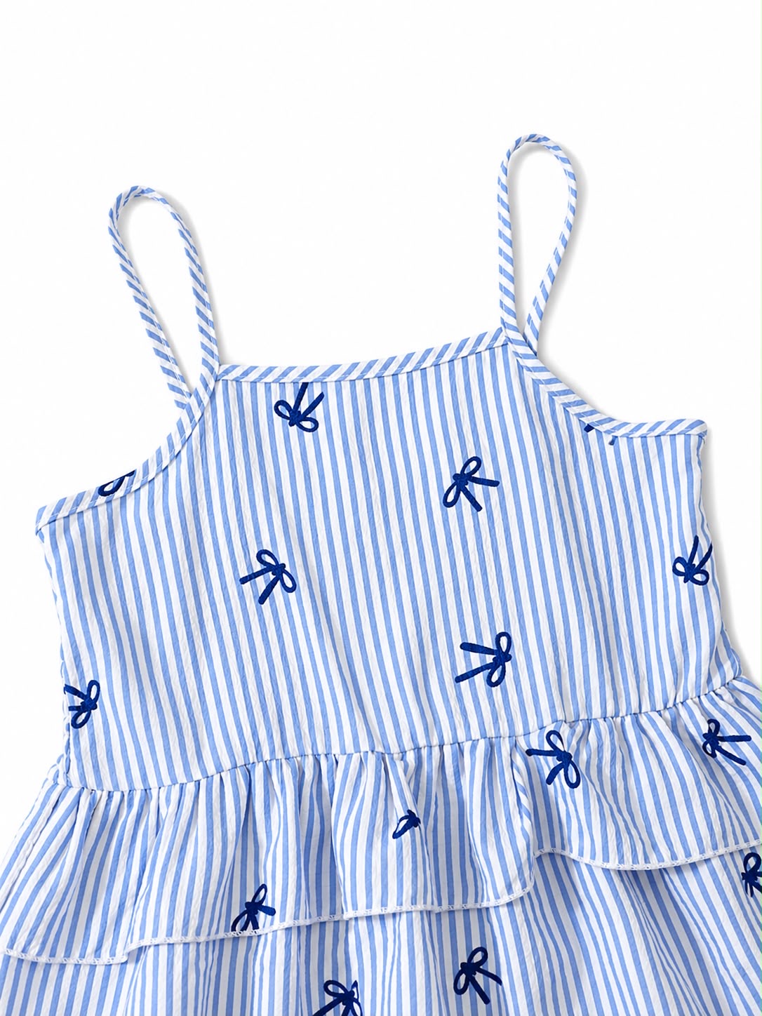 Girl’s Striped Peplum Top & Wide Leg Pants Set image 2