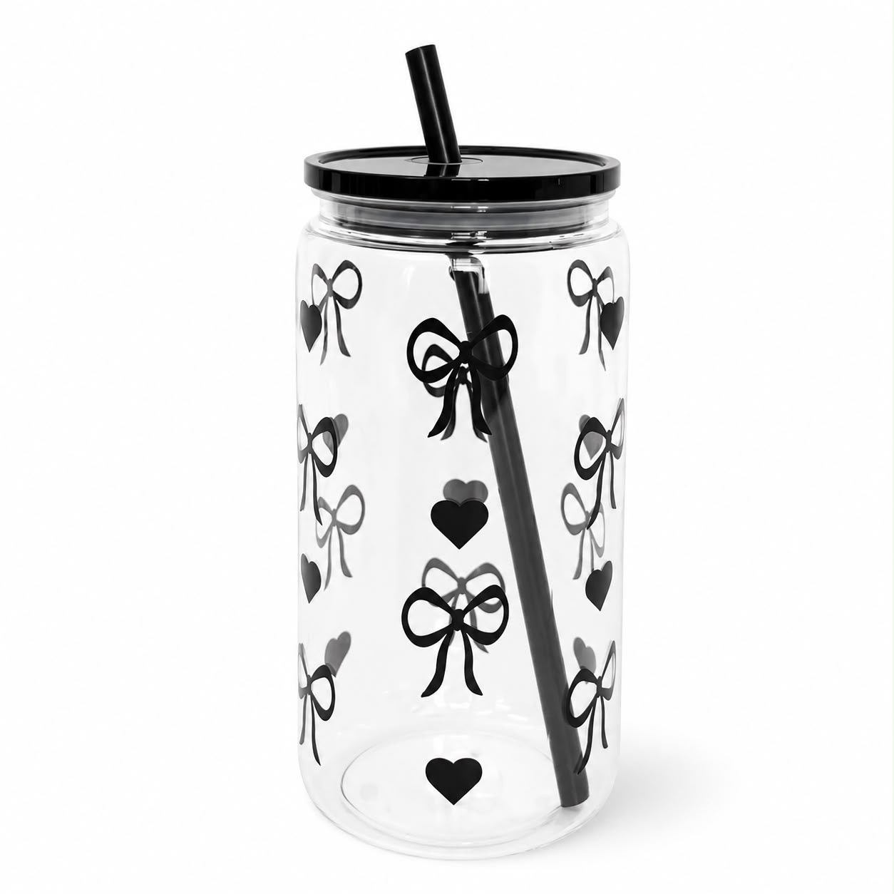 475ml Bow & Heart Reusable Drinking Cup with Straw image 4