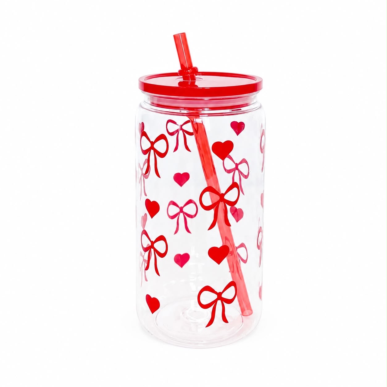 475ml Bow & Heart Reusable Drinking Cup with Straw image 7